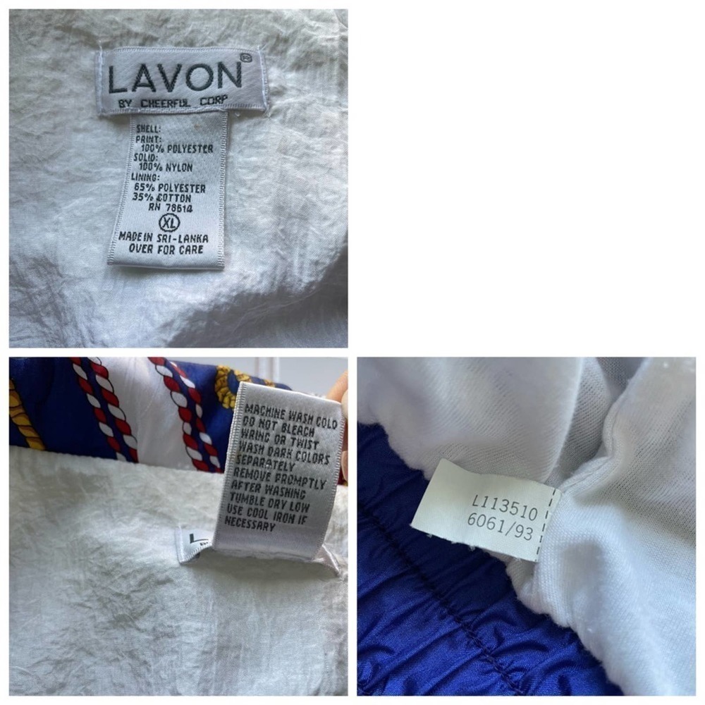 LAVON Windbreaker Jacket Vintage Nautical Size XLarge American theme Coastal - Picture 7 of 12